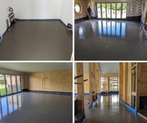 Four pictures of a TLA Pumped Insulation house in Dereham, Norfolk with cemfloor floors.