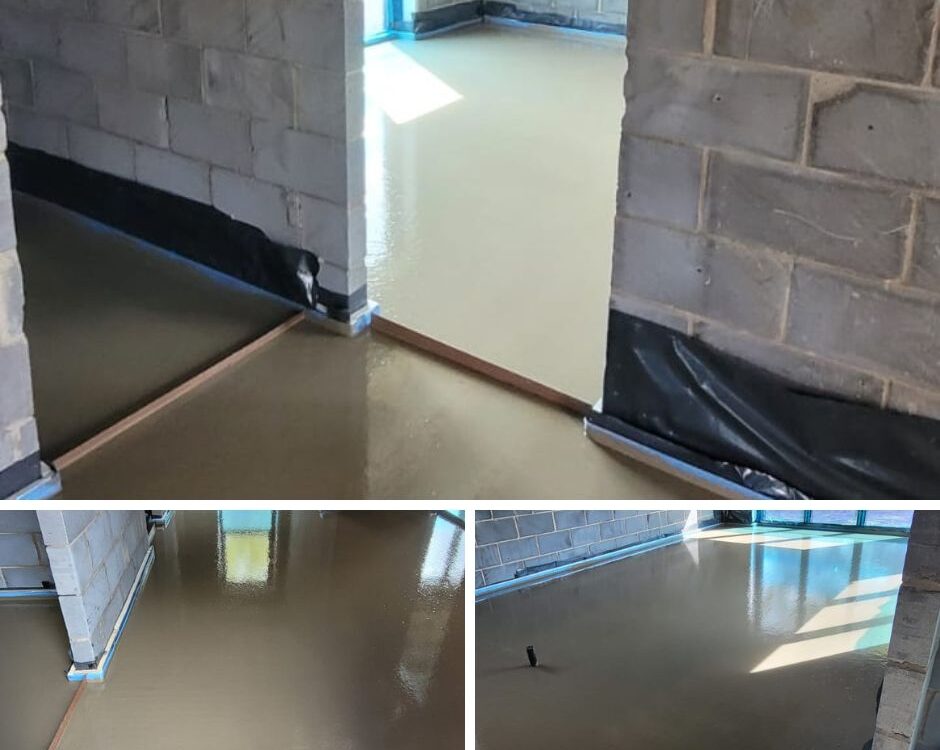 100m2 Of Cemfloor Quick Drying Cement Based Liquid Screed, Insulation and for Underfloor Heating Laid in Ipswich, Suffolk East Anglia